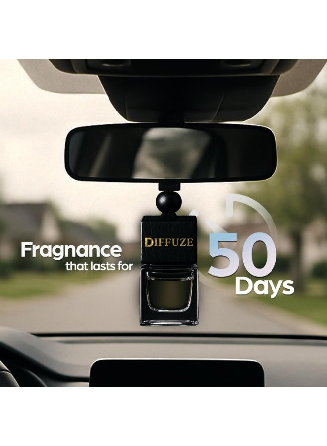 DIFFUZE Premium  Car Hanging Air Freshener Pod with Wooden Lid - Luxury Car Perfume with Essential Oil | Ocean Cascade Scent | Long Lasting Car Air Freshener | Best Gift For Car Lovers | 10 ML - Image 4